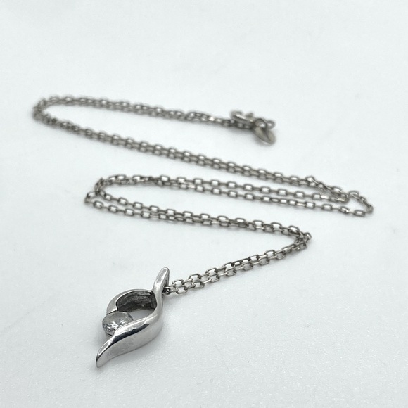Vtg Sterling Silver Infinity White Cubic Zirconia Solitaire Pendant W Chain 18” - Picture 3 of 6